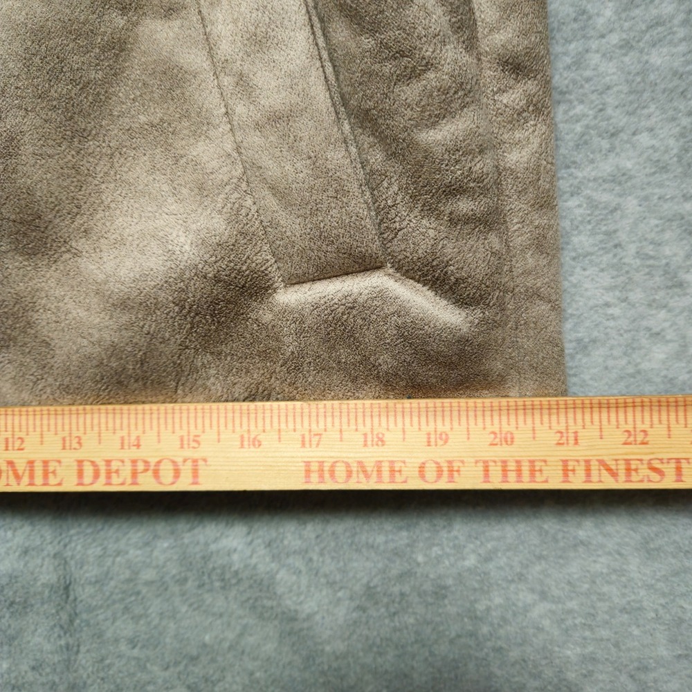 HOLLISTER Womens Sherpa Lined Faux Suede Jacket Small Tan Cozy Button Front - Picture 9 of 9